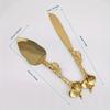 2 Stück Goldenes Hufeisen Lotus Design Hochzeitstortenmesser Set, Europäisches Geburtstagsfestival Kuchen Pizza Schneidemesser Schaufel Set, Mit exquisitem Griff
