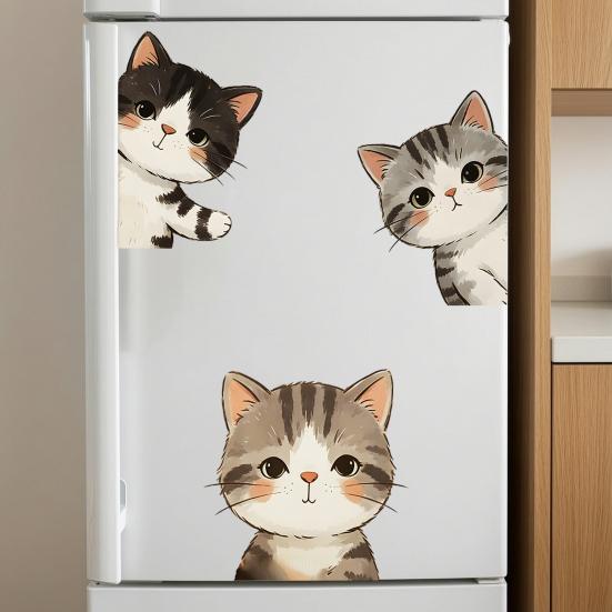3 Stück Guckende Katze Rausguckende Wandaufkleber Cartoon Katzen Aufkleber Abnehmbar Abziehen