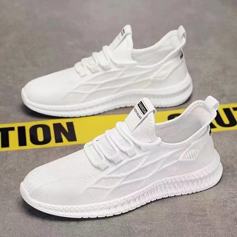 Soft-soled men's shoes summer new light and breathable running shoes mesh white shoes flying woven trendy shoes