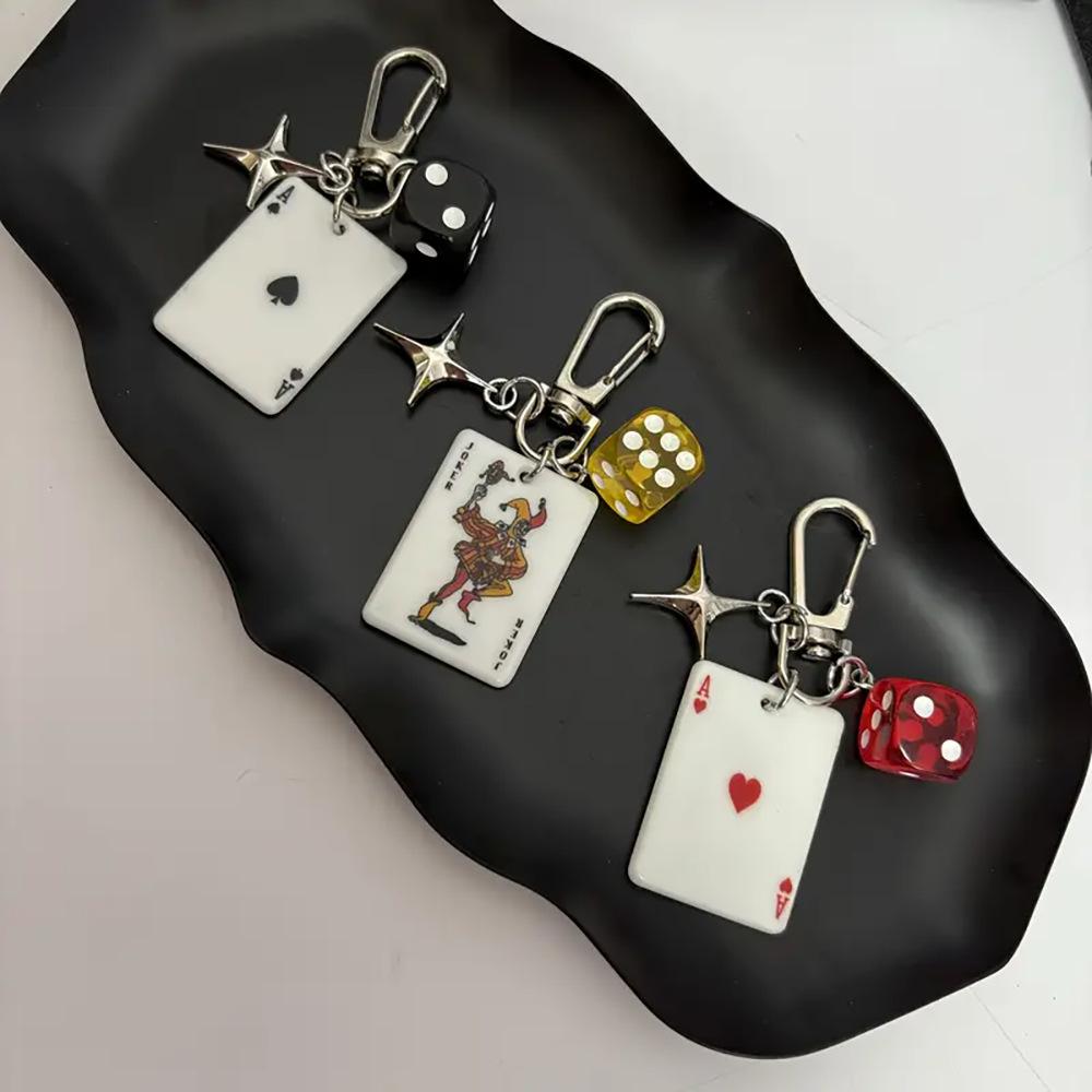 Poker and Dice Keychain Multielement Heart Shape Pendant Key Ring Couple Family Keychain Pendant