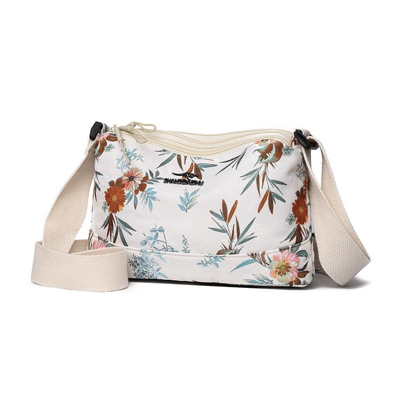New bamboo leaf printed commuter bag women's high-end sense contrasting color small square bag fashionable casual simple messenger bag