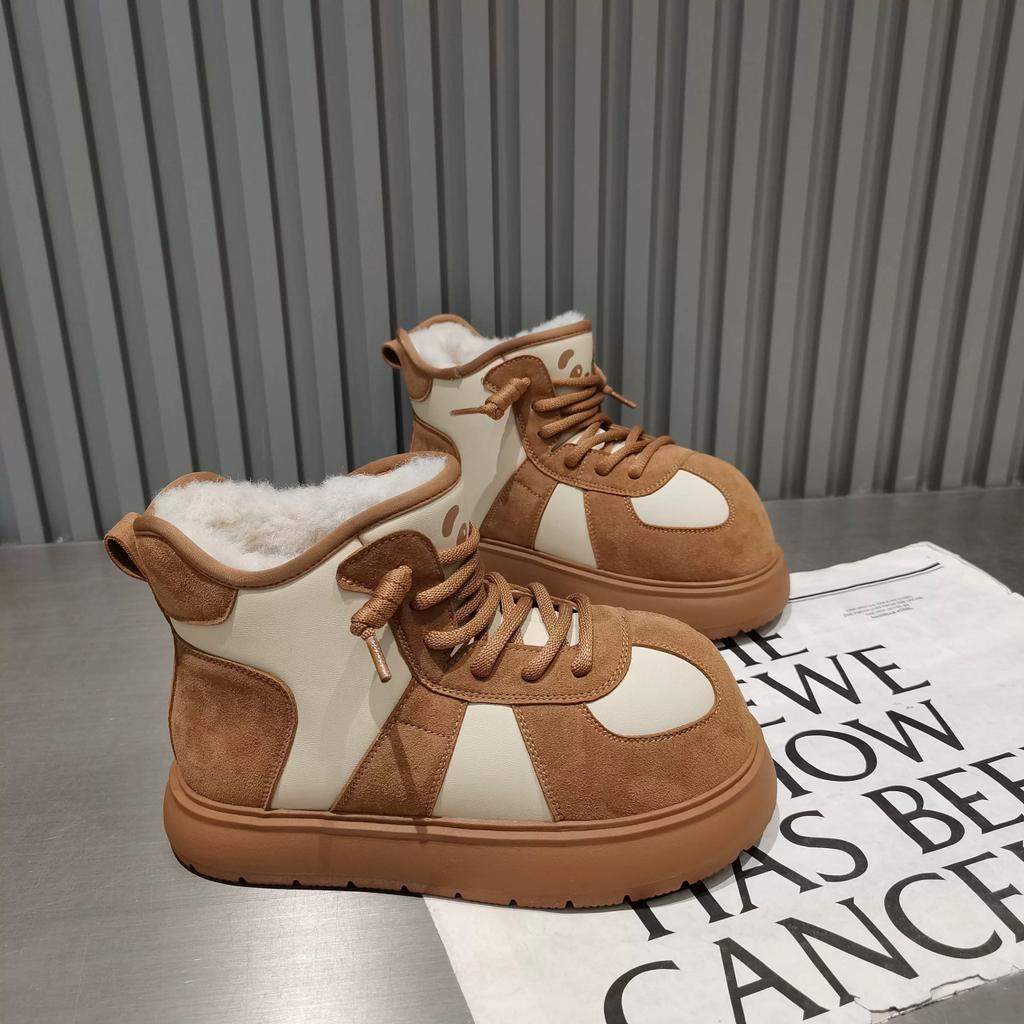 Fashion Panda Cotton Shoes Platform Ankle Winter Boots for Women Thicken Fur Snow Boots 2025 New Cotton Soft Leisure Original Woman Shoes