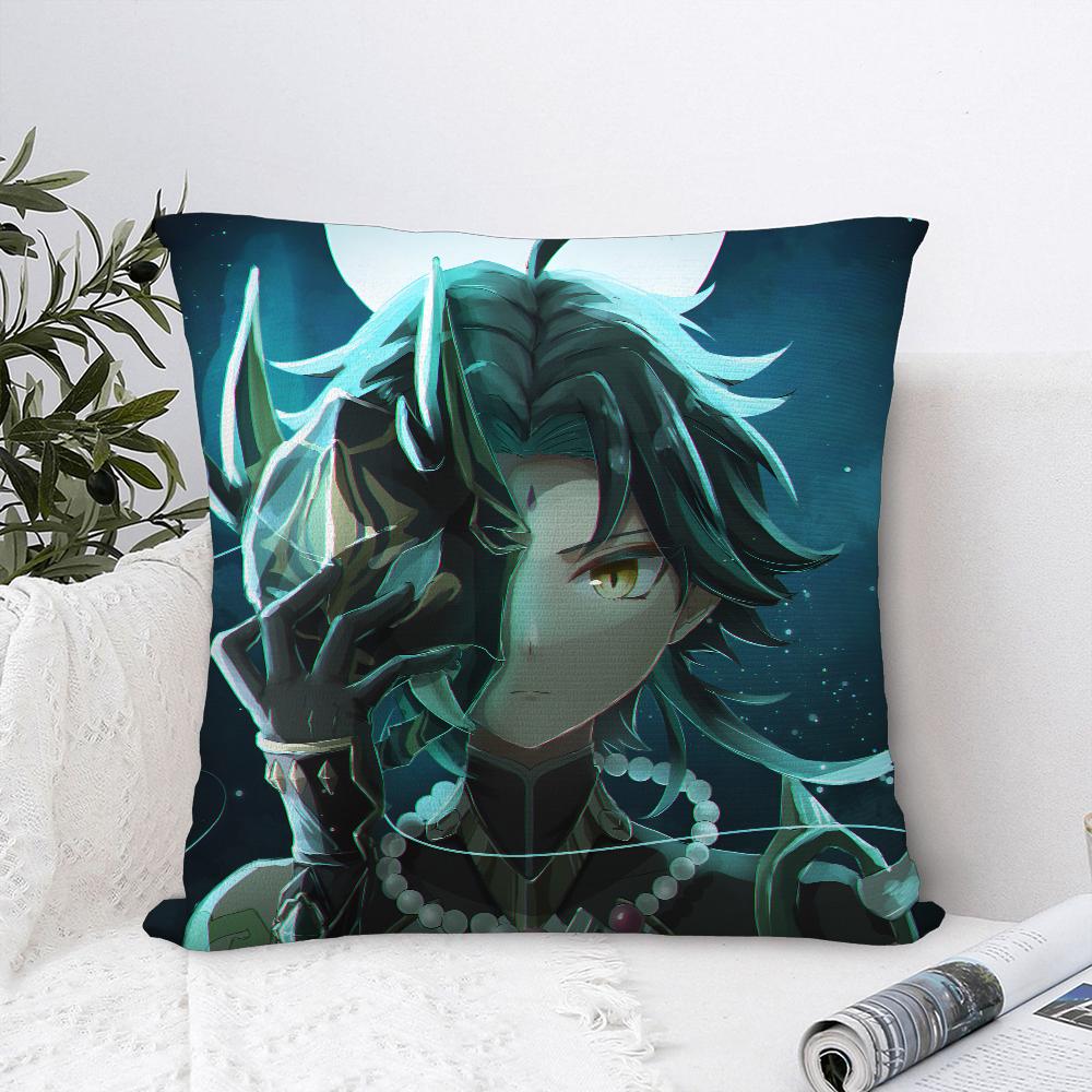 Xiao Genshin Impact Pillow Case Sofa Decorative Home Double-Sided Printing Short Plush Cushion Cover Throw Pillow Cover