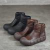 Johnature Vintage Handmade Genuine Leather Thick Soled Short Boots Round Toe Women's Flat Platform Shoes
