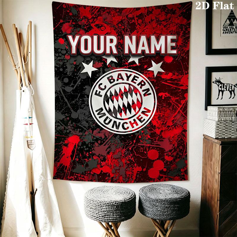 Custom FC Bayern München Wall Hanging Printed Fabric Blanket Decorative Tapestries for Bedroom Living Room Home Decor
