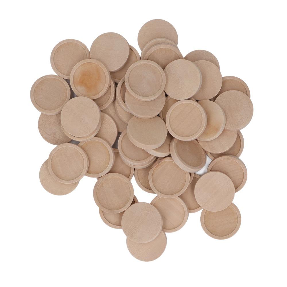50pcs Round Wood Pendant Trays Wood Unfinished Surface Pendant Base Tray 30mm Jewelry Making Supplies Photo Jewelry