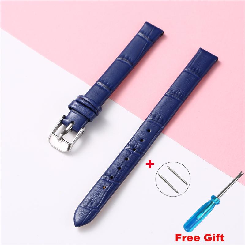 Leather Wath Strap 8mm 10mm 12mm 14mm 16mm 18mm 20mm Strap Genuine Leather Watch Bracelet Rose Gold Buckle with Tool