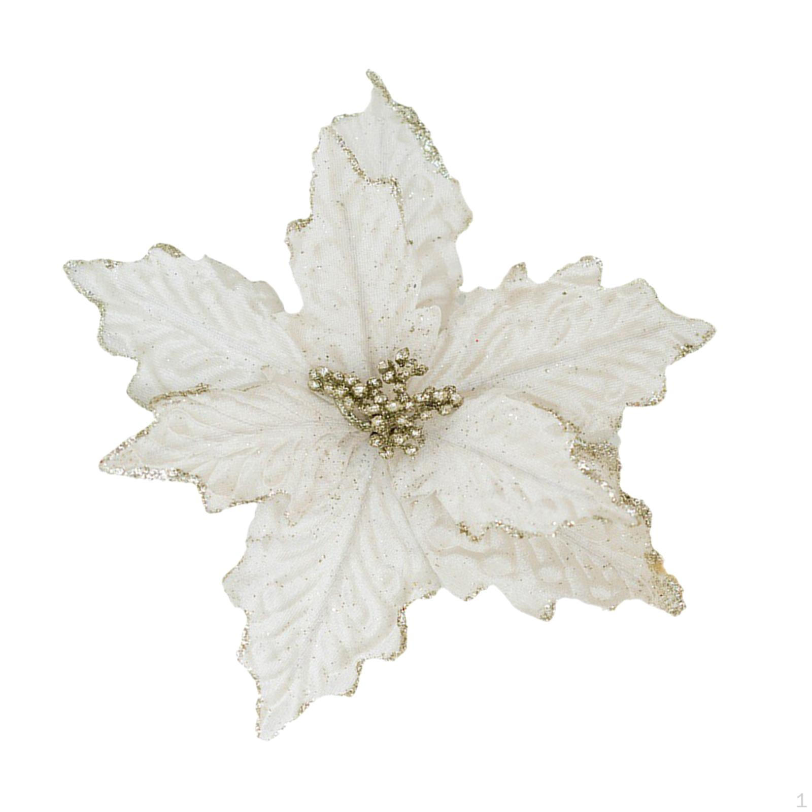 

Искусственные цветы Блестящие Рождественские цветы Подвесные украшения Украшения для рождественской елки Орнамент для белый