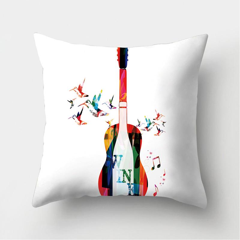 Cushion Cover Pillow Sofa Decorative Pillowcase Musical Instrument Pattern