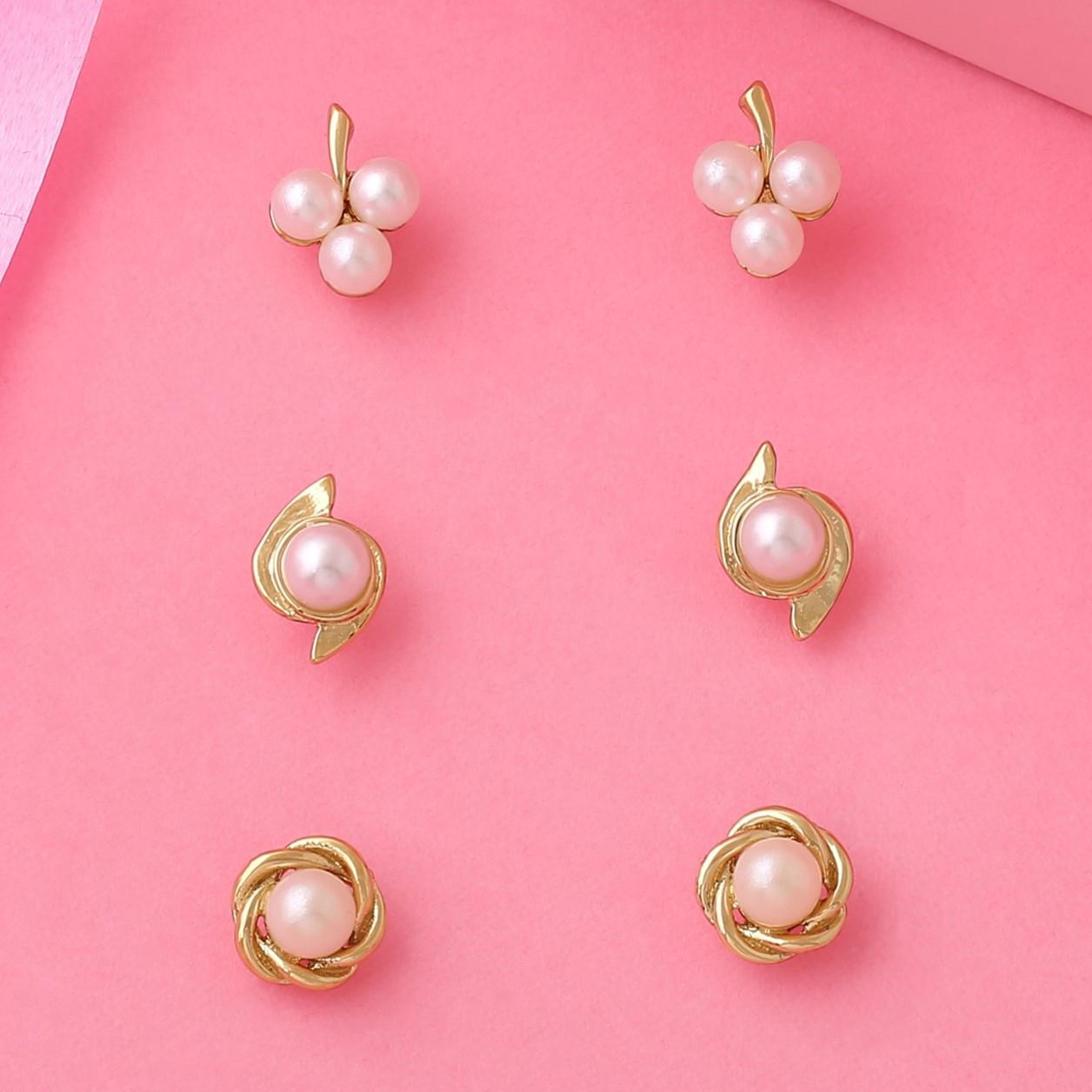 

Позолоченные комбинированные серьги-гвоздики с жемчугом Estele для девочек и женщин