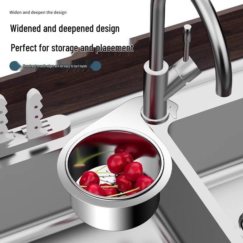 Stainless Steel Swan Drain Basket: Kitchen Sink Hanging Rack with Wet/Dry Separation & Garbage Filter Hooks