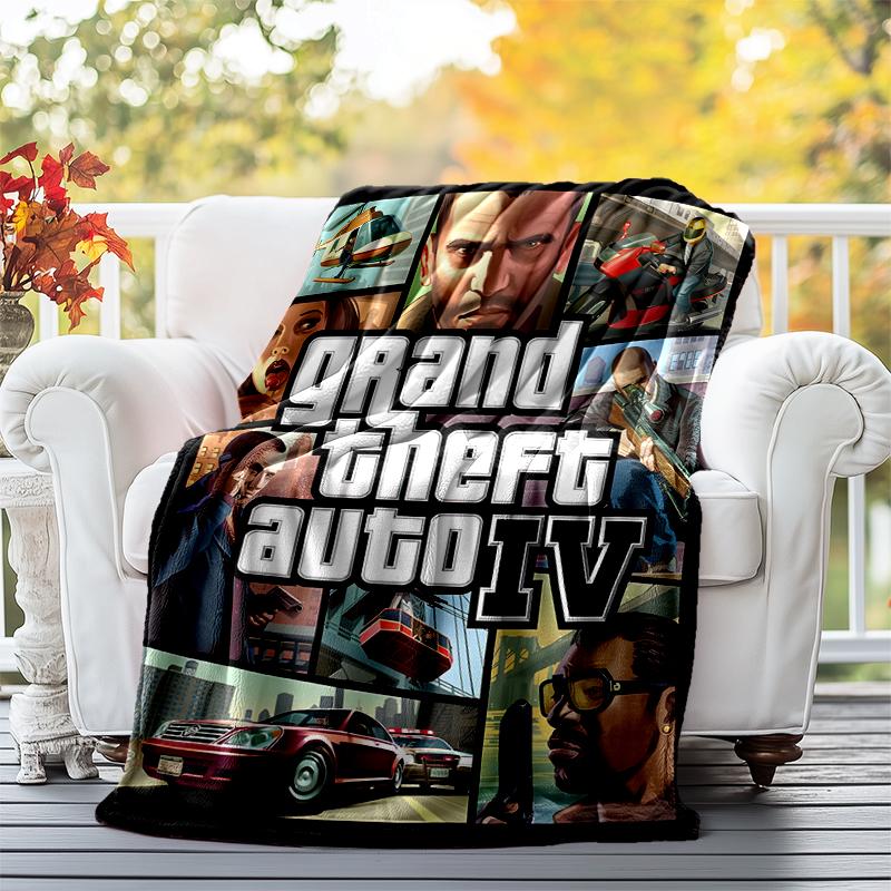 GTA Flannel Blanket Soft All-Season Throw, Design for Camping, Car Travel, Hiking Sofa, Bed, Office Perfect Gift for Parties