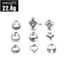 Retro Rhinestone Floral Feather Carved Open Ring Set - 9 Pieces
