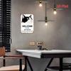 Funny Cat Welcome Sign Bathroom Decor Heavy Duty Metal Art Rustic Home