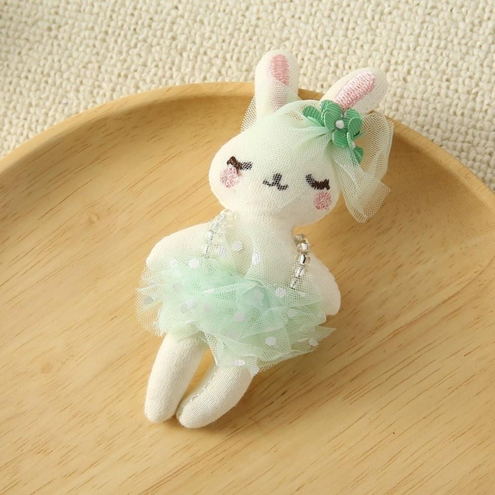 

Cute Handmade Bunny Brooch DIY with Tulle Skirt Princess Rabbit Animal Cartoon Pin Hair Clip Accessories зелений