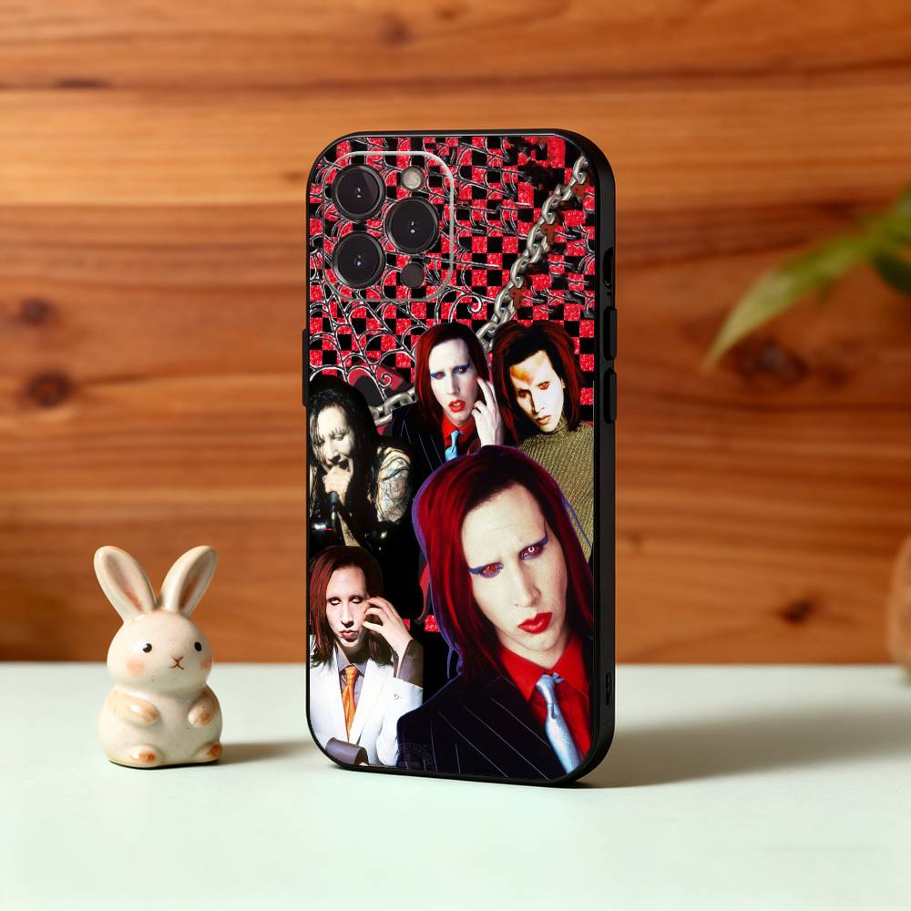 M-Manson M-MarilynS Singer Phone Case For iPhone17 16 15 14 13 12 11 Pro Max Plus,5G Soft Black Case