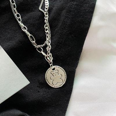 Doppellagige Bären-Hip-Hop-Halskette: Trendiges, vielseitiges Accessoire für Paare.