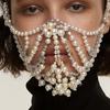 Pearl Rhinestone Banquet Mask for Face Women Sexy Face Jewelry Stage Masquerade Mask Carnival Ball Prom Party Face Accessory