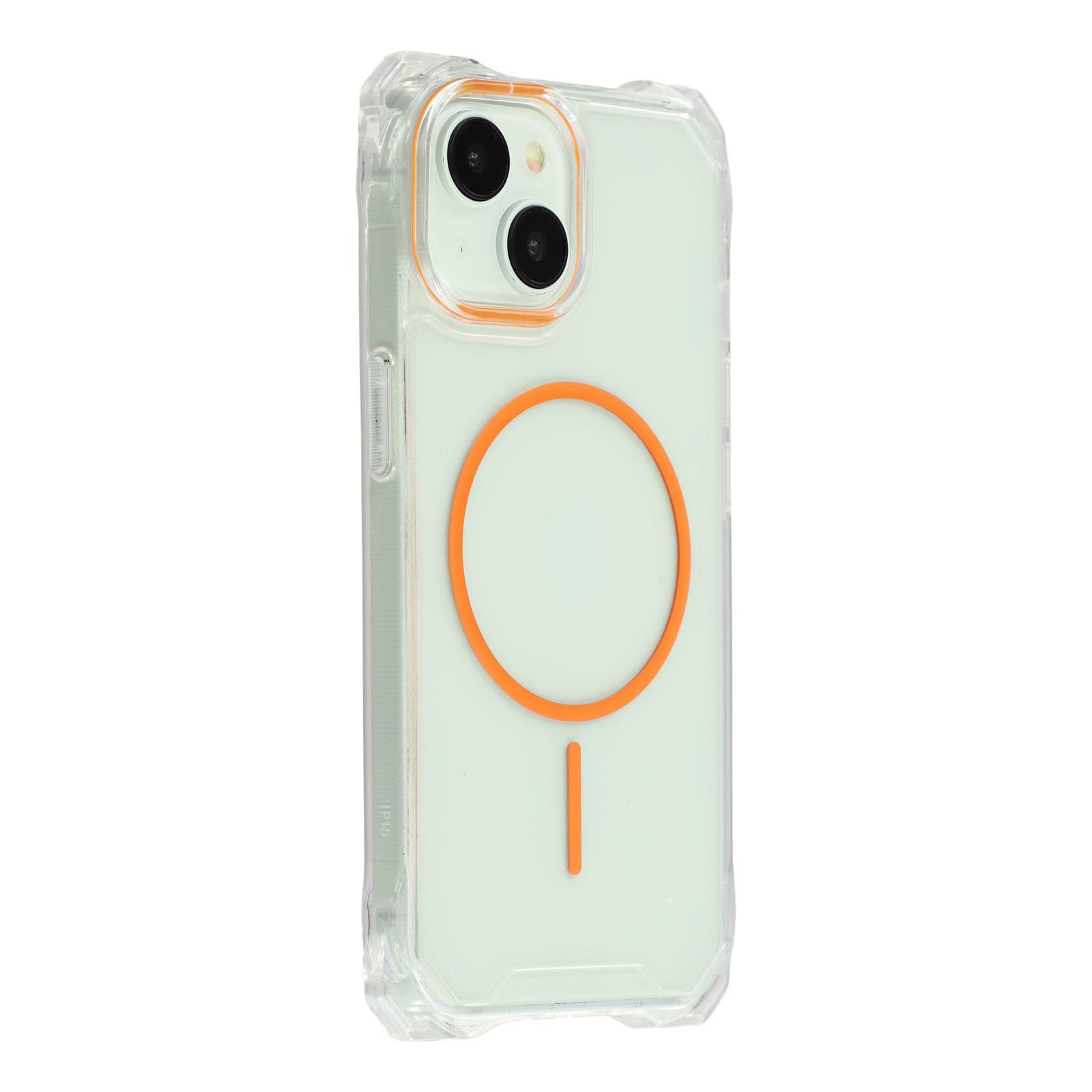 

For iPhone 14 Magnetic Case Drop-Proof TPU+PC Phone Back Cover Orange