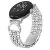 Watch Band for Google Pixel Watch 3 41mm/Watch 2/Watch Seven Bead Stainless Steel Strap with Rhinestone Ox Horn Style Connector