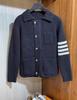 Unisex Korean-Style Cotton Knit Cardigan with Metal Zipper and Four Stripes