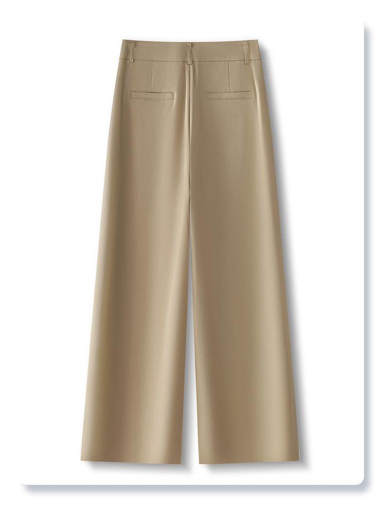 Women's Wide-Leg Dark Blue High-Waisted Cropped Pants - Summer 2025 Collection, Lightweight, Slimming, Loose, Draped, Casual Style