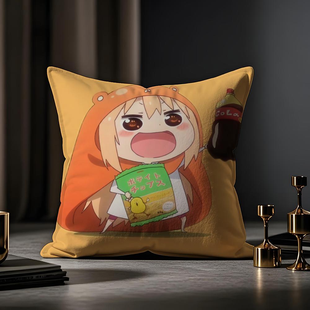 Umaru Doma Anime Cushion Cover Anti-dustmite Pillowcase Invisible Zipper Silky Short Plush Sofa Cushion Cover