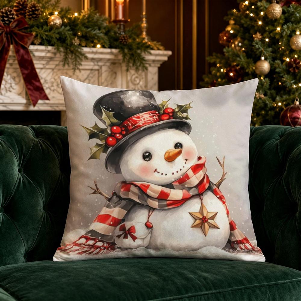 Christmas Cute Pillow Covers Pattern Cushion Cover Suitable for Sofa Bedroom Car Pillow Cover