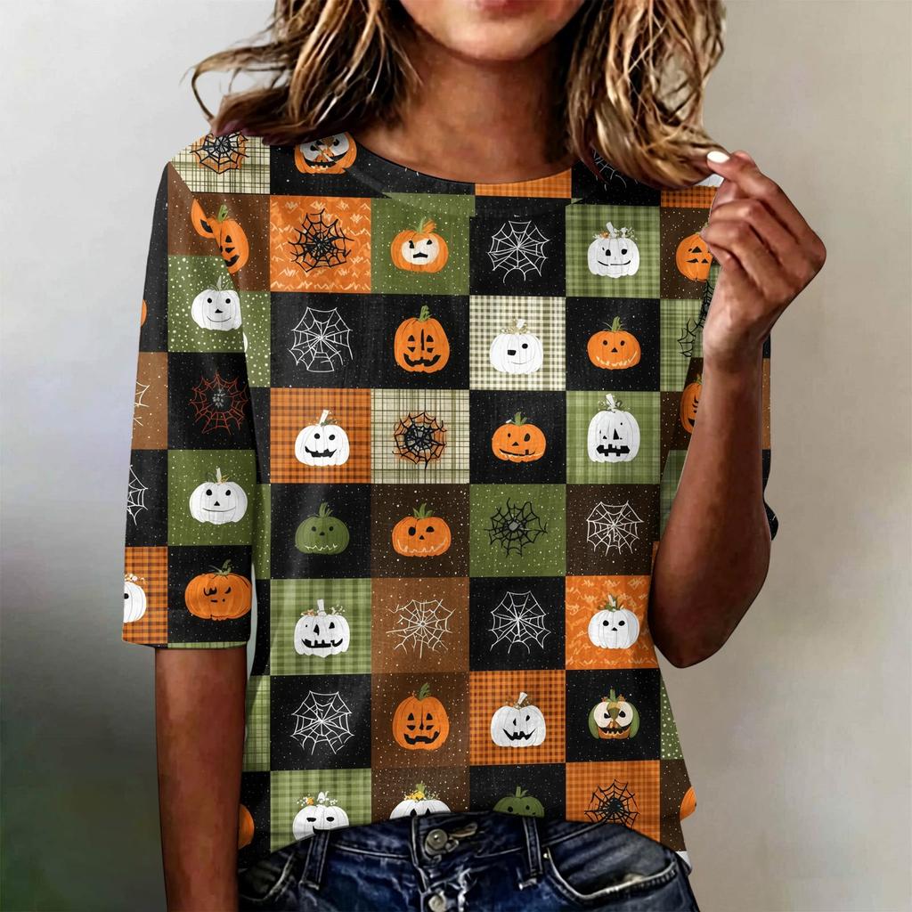 Women's Short Sleeve Round Neck Loose Fit Lightweight Casual Blouse Top