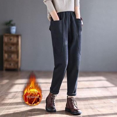 Damen Retro Japanische Haremshose mit Samtfutter und Taschen für Herbst/Winter 2025