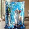 Kitten and Butterfly Theme blanket Lightweight Warm Flannel Blanket Decorative Throw Blanket for Home Decoration
