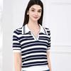 JESSIE Women's Striped Color-Block Polo Knit T-Shirt