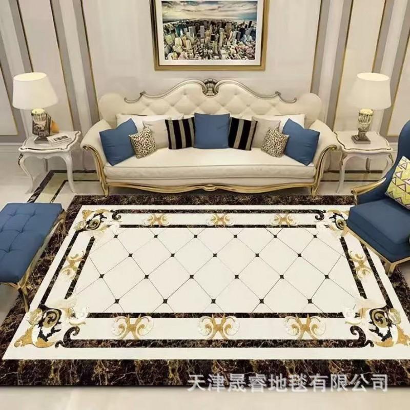 Modern Marble Print Area Rug Living Room Sofa Coffee Table Decorative Floor Mat Crystal Velvet Non-Slip Durable Washable
