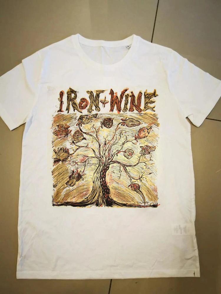 Vintage Tour 2002 Iron amp Wine Band Cotton White S to 5XL Shirt ZL554 XXXXL