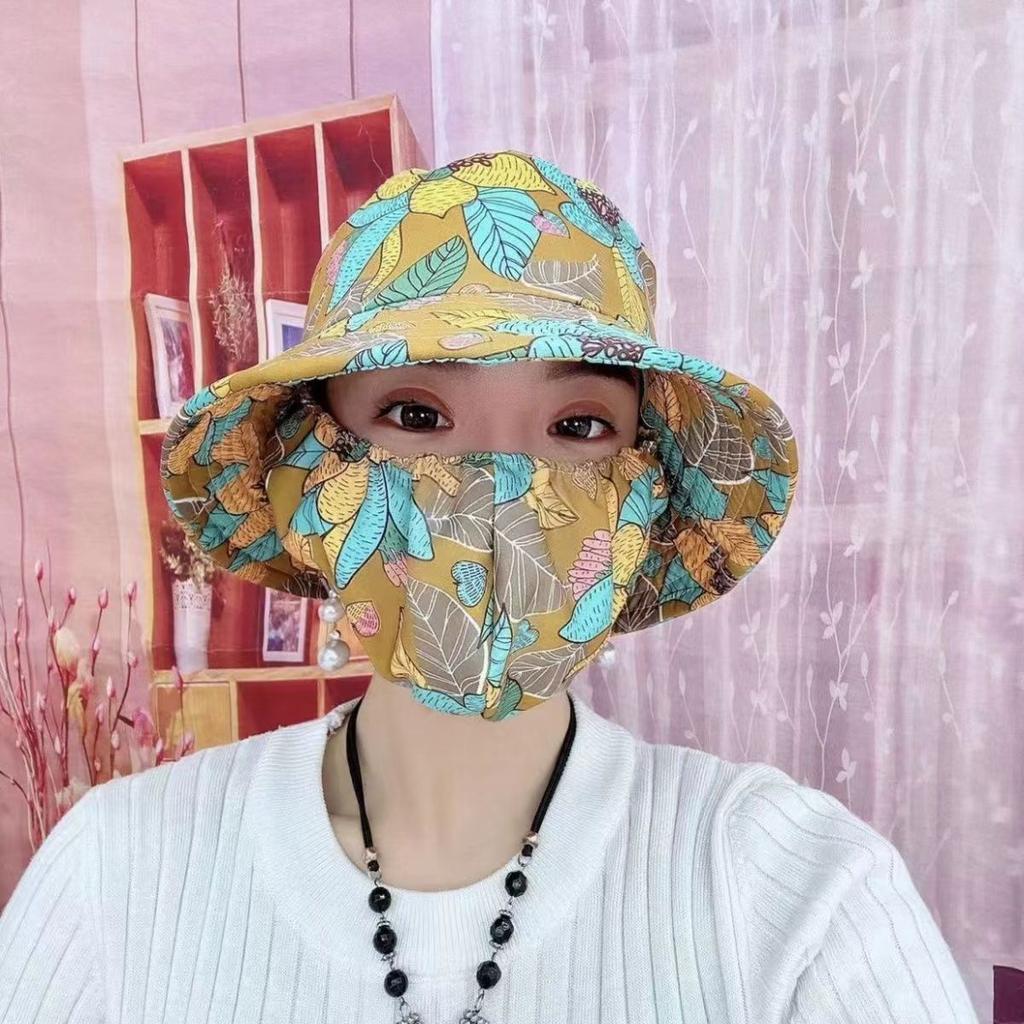 Premium Summer New Hat Mask Integrated Sun Hat Sun Protection Large Brim Mask Veil Summer Tea Picking Cycling