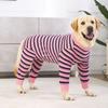 Polyester Puppy Stripes Jumpsuits Four-legged Dog Pajamas Durable Pet Dog Clothes  Autum