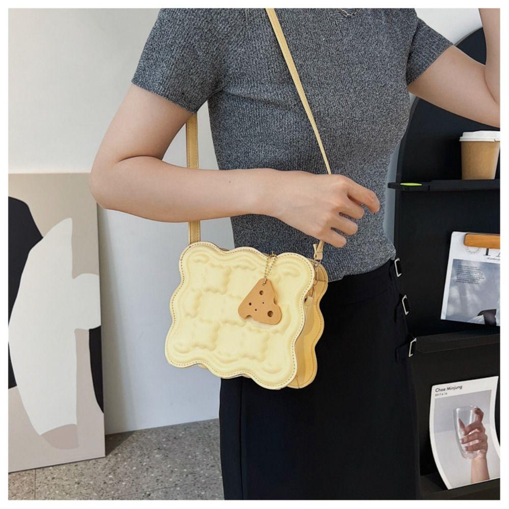 PU Leather Casual Messenger Bag Mini Crossbody Bag Simple Cheese Shoulder Bag Shopping