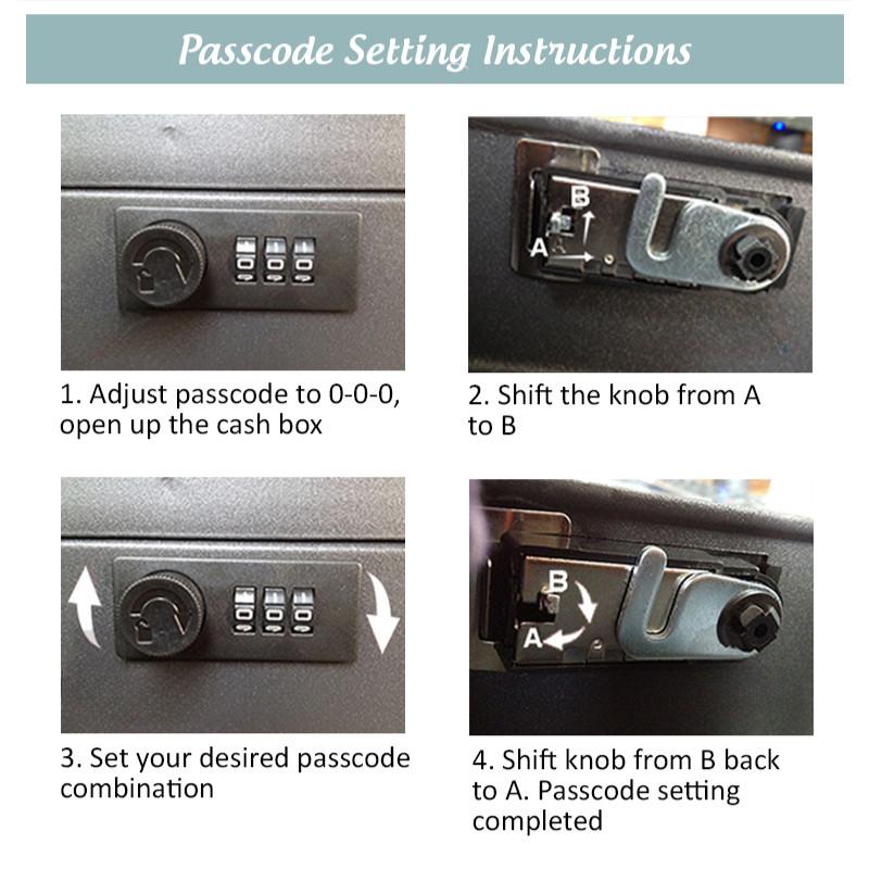 Key Lock / Removable Tray Safe Piggy Bank Shop Supermarket Money Storage Cabinet Passcode Lock Cash Cashier Box