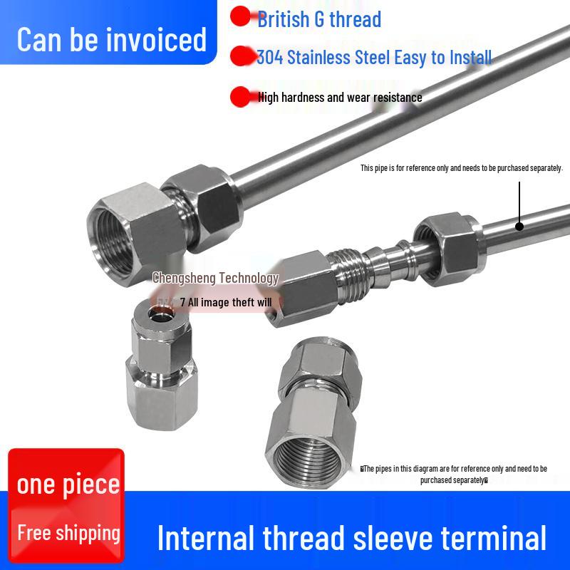 304 Stainless Steel Internal Thread Sleeve Connector for Pressure Gauge with Single & Double Sleeve Options