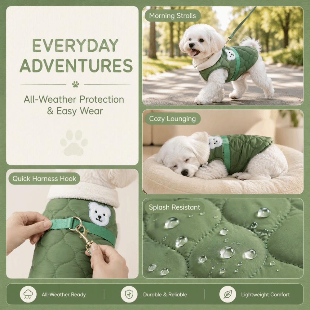 Leinenring Hund Winterjacke Zweibein-Design Katze Baumwollweste Haustier Gepolsterte Weste Kaltes Wetter