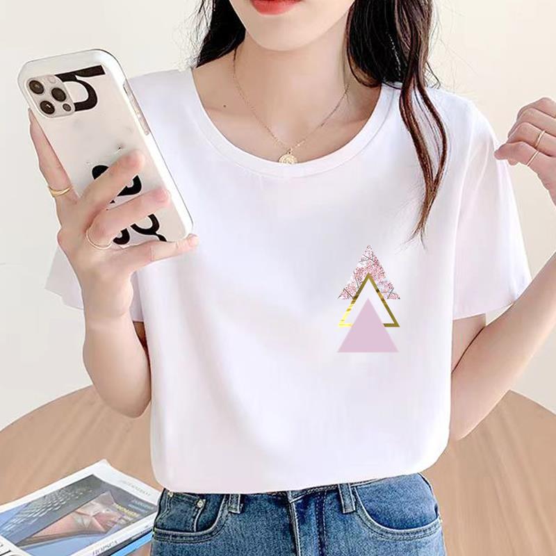 Geometric Trend Women's Short Sleeve Round Neck Fashion T-shirt