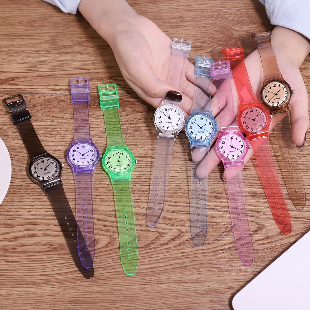 Trendige Koreanischer Stil Jelly Farbe Silikon Damen Uhr - Niedliche, Bunte und Transparente Quarz Armbanduhr