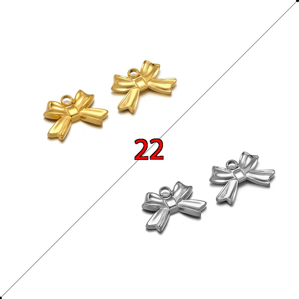 5pcs Stainless Steel Bow Knot Cute Fashion Summer Series Simple Style Pendants for Necklace Earrings Making Handmade DIY Jewelry