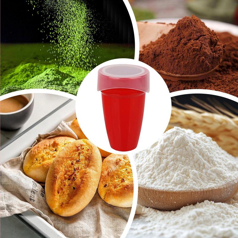 Powder Sugar Shaker Duster For Baking Flour Dispensing With Lid Household Plastic Powder Chocolate Shaker Bakeware Kitchen Tool