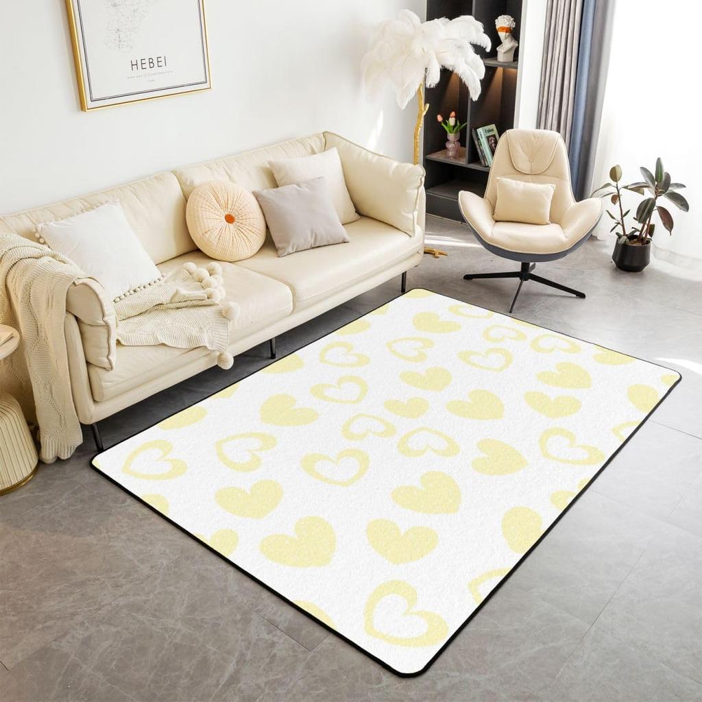 Cute Heart 3x5 Area Rug Cartoon Bow Knot Rugs for Living Room | Colorful Romantic Pink Fantasy Washable Rug,Valentine's Day Theme Love Heart
