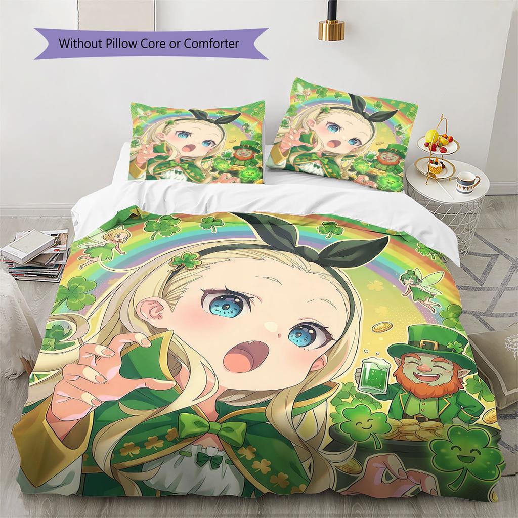 LycorisRecoil Pattern Bedding Quilt Set Quilt Cover Pillowcase Home Decoration Birthday Gift (1 * duvet cover + 2 * pillowcase, without core)