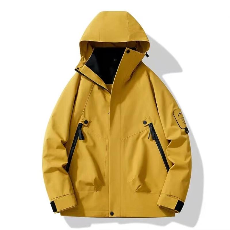 

Мужская куртка-дождевик, легкая ветровка с капюшоном, водонепроницаемый плащ для походов, путешествий, кемпинга 3XL жёлтый
