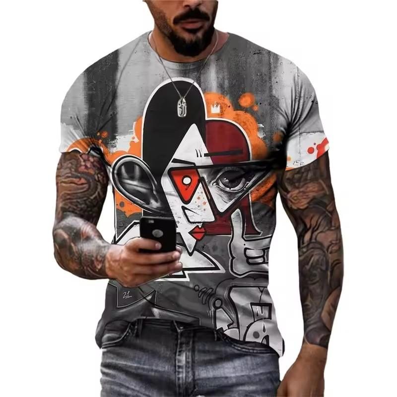 Summer 3D Printed Graffiti Men T-shirts Trend Fashion Casual Street Art Oversized T Shirt Hip Hop Harajuku O-neck Tees