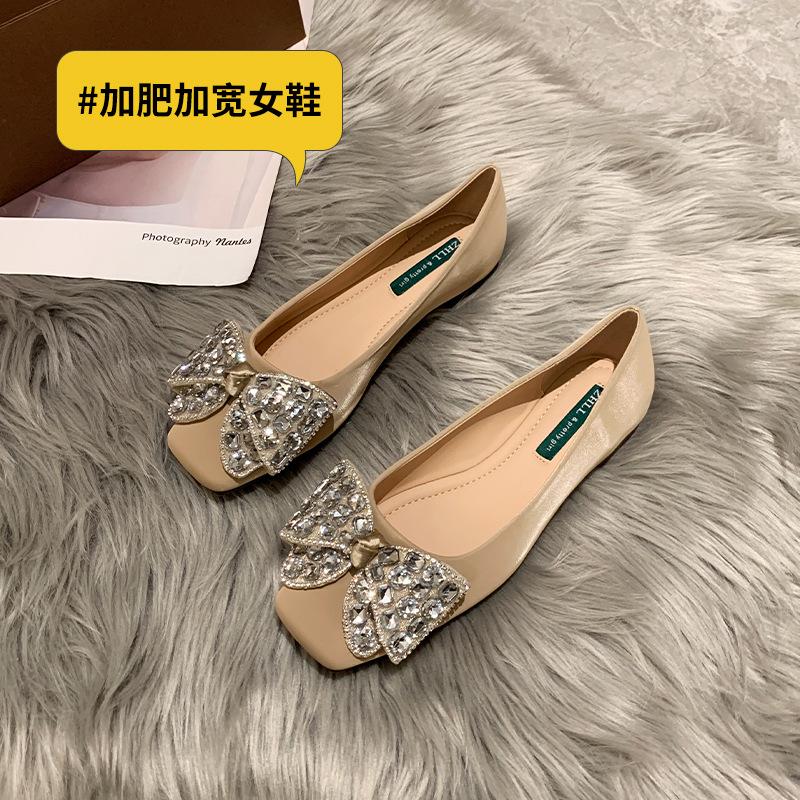 

Туфли-лодочки на плоской подошве 2001-4, французские маленькие туфли, мягкая подошва, мягкий верх, женские туфли, низкий каблук, широкая полная стопа, большой размер, женская обувь 45 хаки