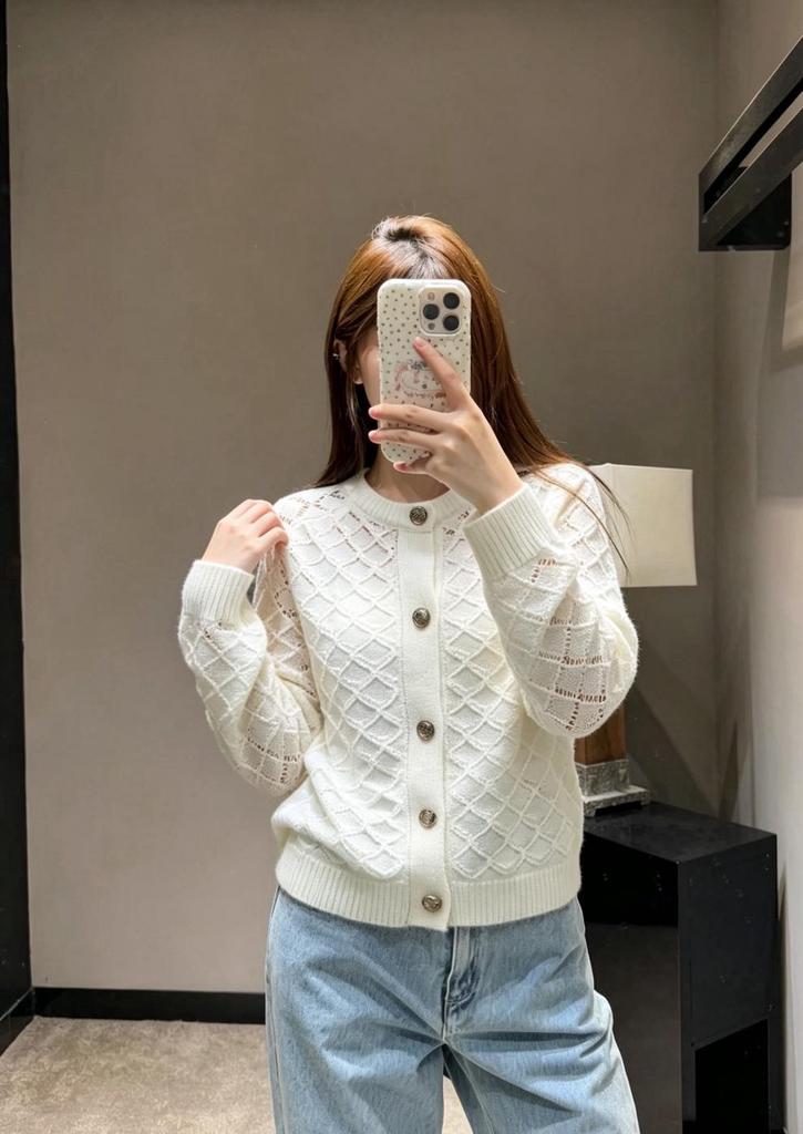 Trendy Knit Nan You Ou Rhombus Hollow Raglan Sleeve Cardigan - New Autumn Collection